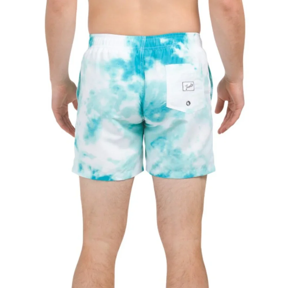 Franks Australia Teal Tie Dye Drawstring Swim Trunks L